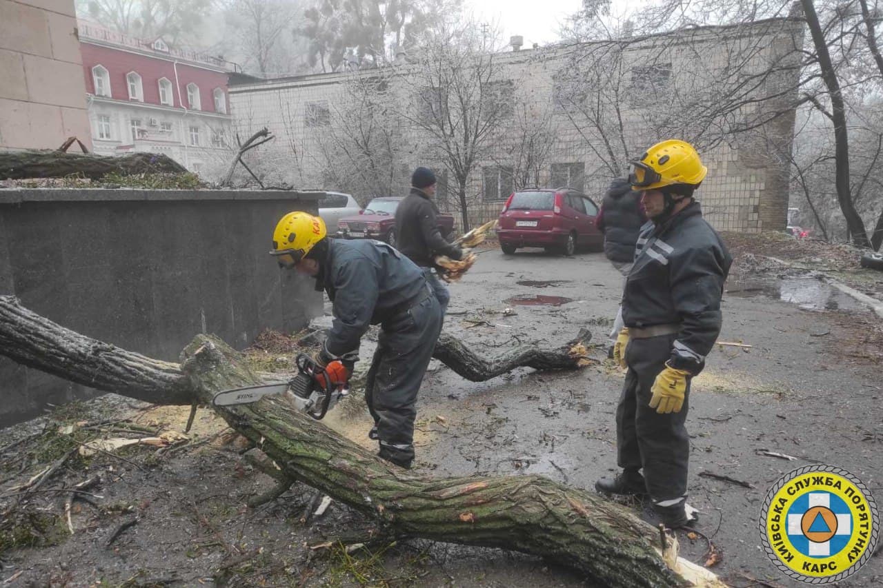 Десятки повалених дерев. З'явилися фото наслідків крижаного дощу в Києві